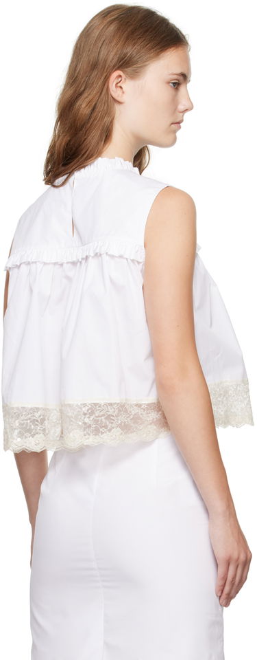 Linne We11done Lace Trim Blouse Vit | WD-BL2-24-140-W-WH, 2