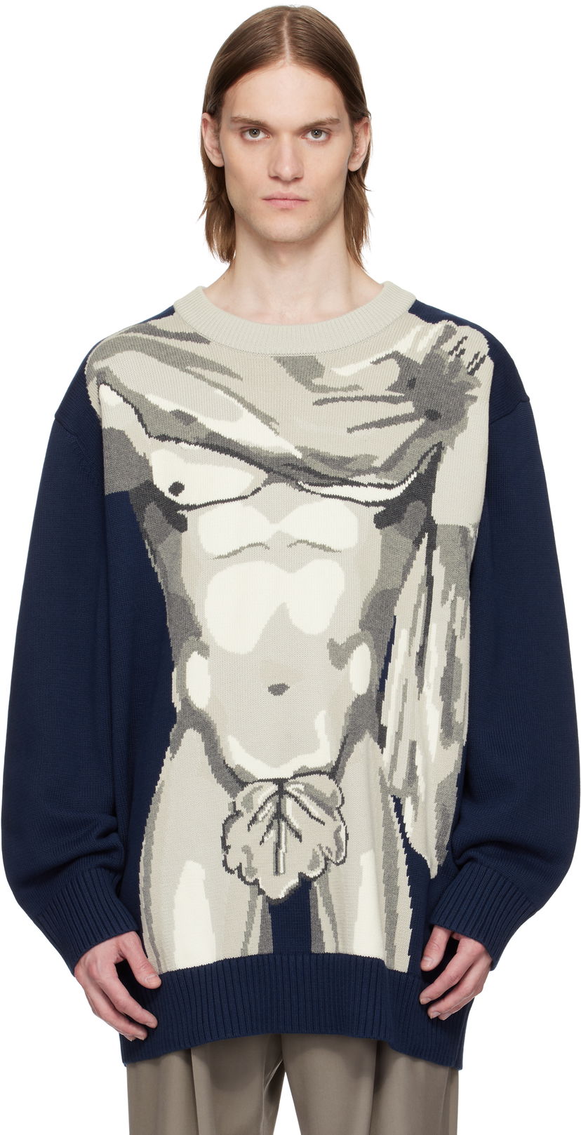 Sweater Charles Jeffrey Loverboy Charles Jeffrey LOVERBOY Bust Graphic Sweater Mörkblå | 54091001