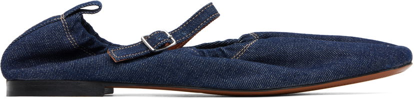 Kläder MAISON KITSUNÉ Maison Kitsuné Denim Ballerina Flats Blå | NW04302WW0081