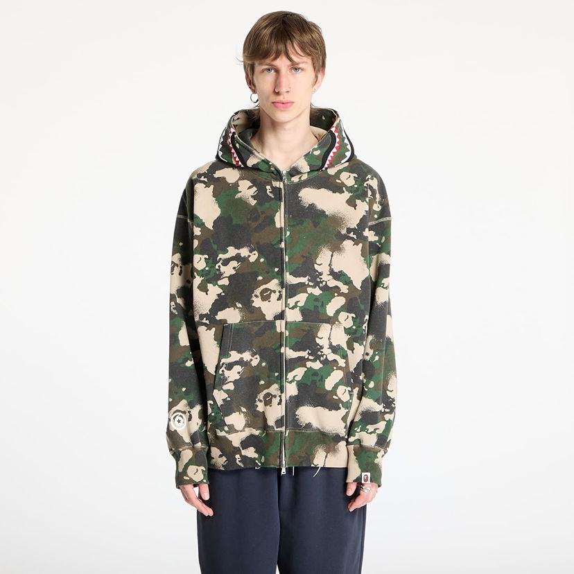 Sweatshirt BAPE A BATHING APE Map Camo Shark Relaxed Fit Full Zip Hoodie Grön | 001ZPL301001MGRN