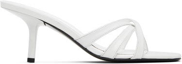 Skovård BY FAR BY FAR Julie Creased Calf Leather Heeled Sandals Vit | MWFHO020CL034WH025PL, 0