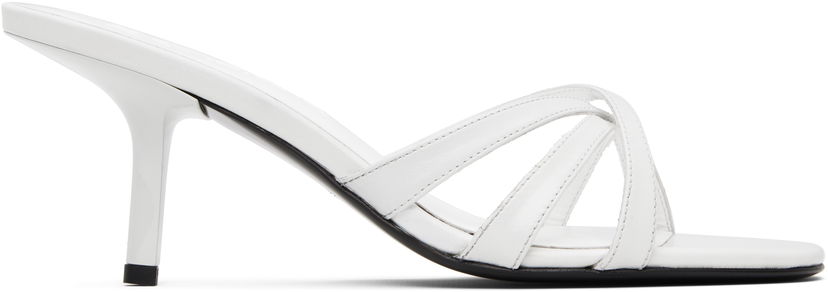 Skovård BY FAR BY FAR Julie Creased Calf Leather Heeled Sandals Vit | MWFHO020CL034WH025PL