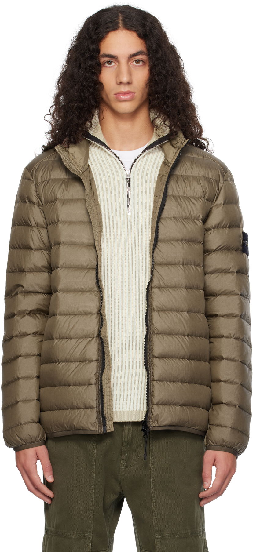 Pufferjacka Stone Island Loom Woven Chambers Down Jacket Brun | 811542924