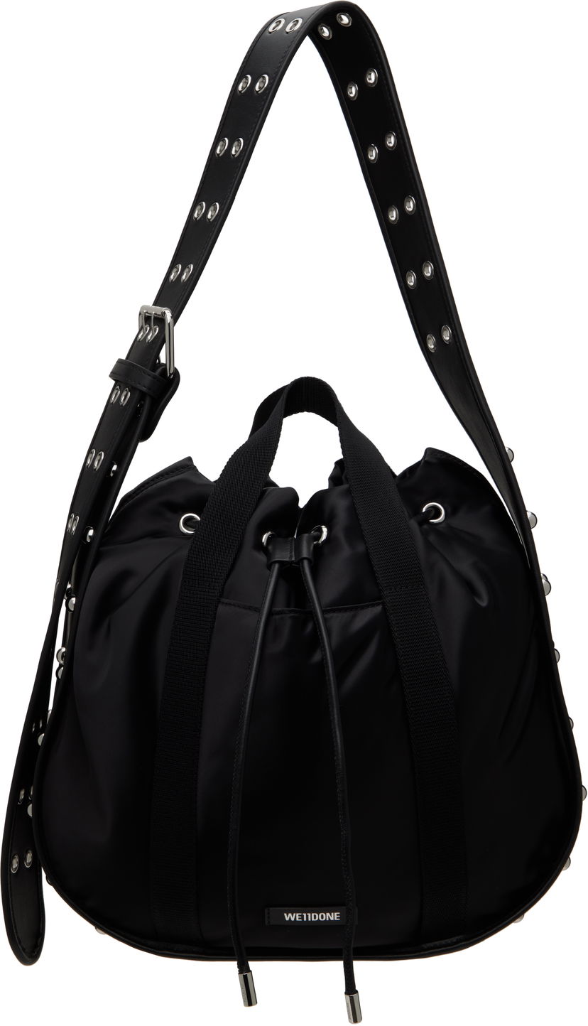 Handväska We11done We11done Belted Punk Drawstring Bag Svart | WD-AB0-25-482-U-BK