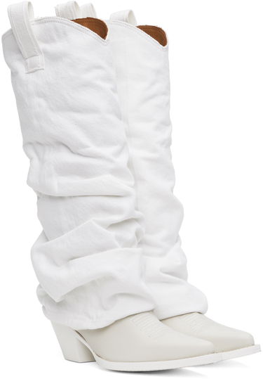 Kläder R13 R13 Mid Cowboy Denim Sleeve Boots Vit | R13S0107-WHT, 3