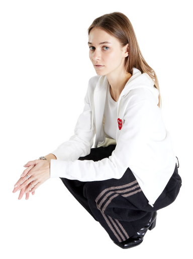 Sweatshirt Comme des Garçons Double Heart Zip Hoodie Vit | AZT293 white