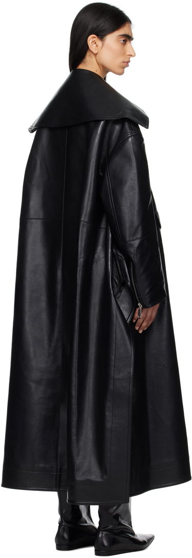 Trenchcoat Nanushka Nanushka Teca Regenerated Leather Trench Coat Svart | NW25RSOW14099, 2