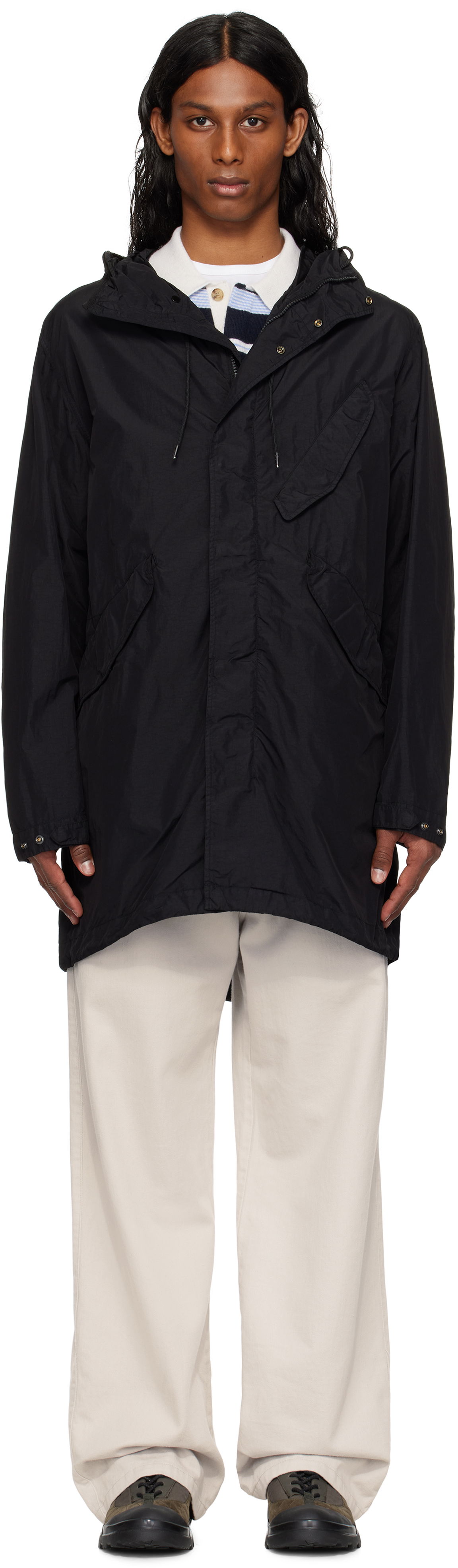 Vindjacka C.P. Company C.P. Company Flatt Nylon Goggle Fishtail Parka Svart | 18CMOW064A-005991G, 0