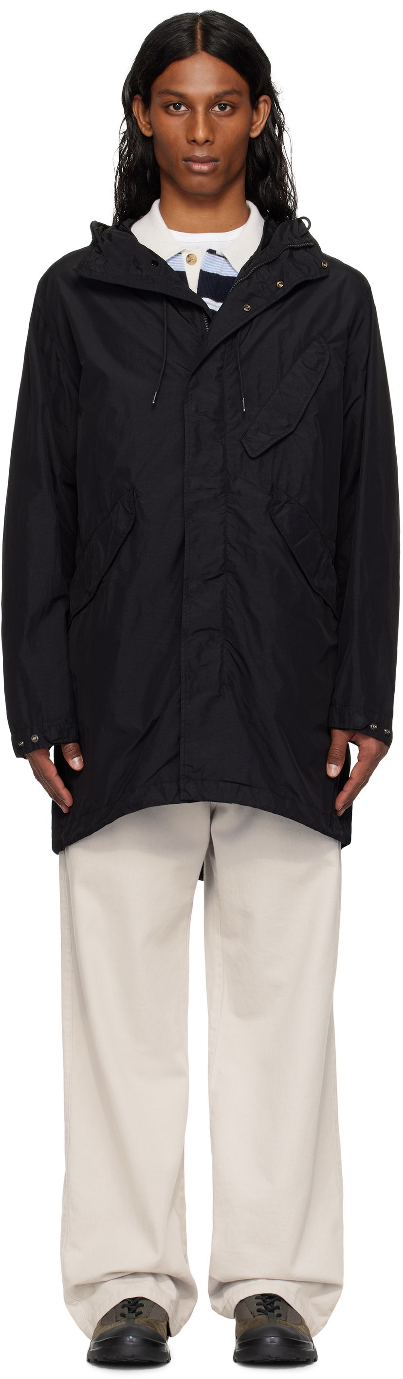Vindjacka C.P. Company C.P. Company Flatt Nylon Goggle Fishtail Parka Svart | 18CMOW064A-005991G