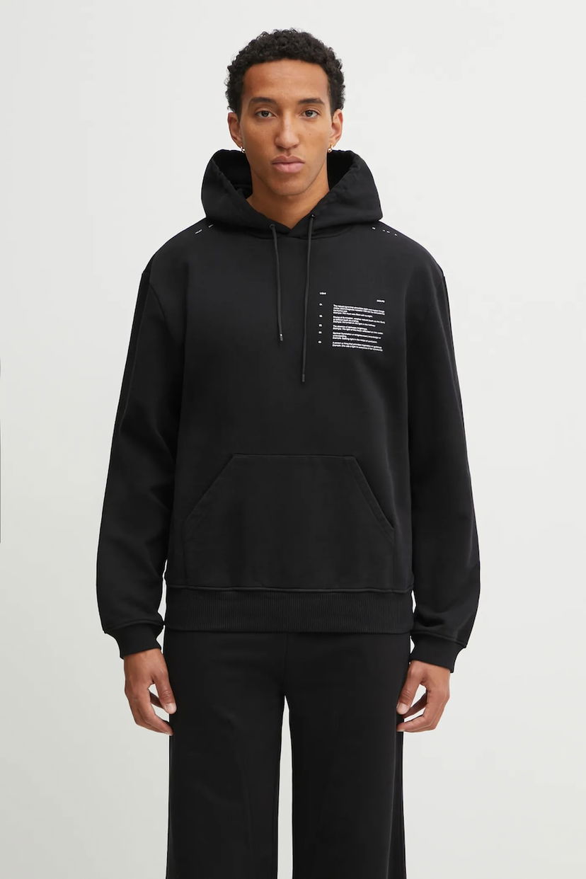 Sweatshirt HELIOT EMIL Cotton Printed Hoodie Svart | AW25.M.08.087.BLK01