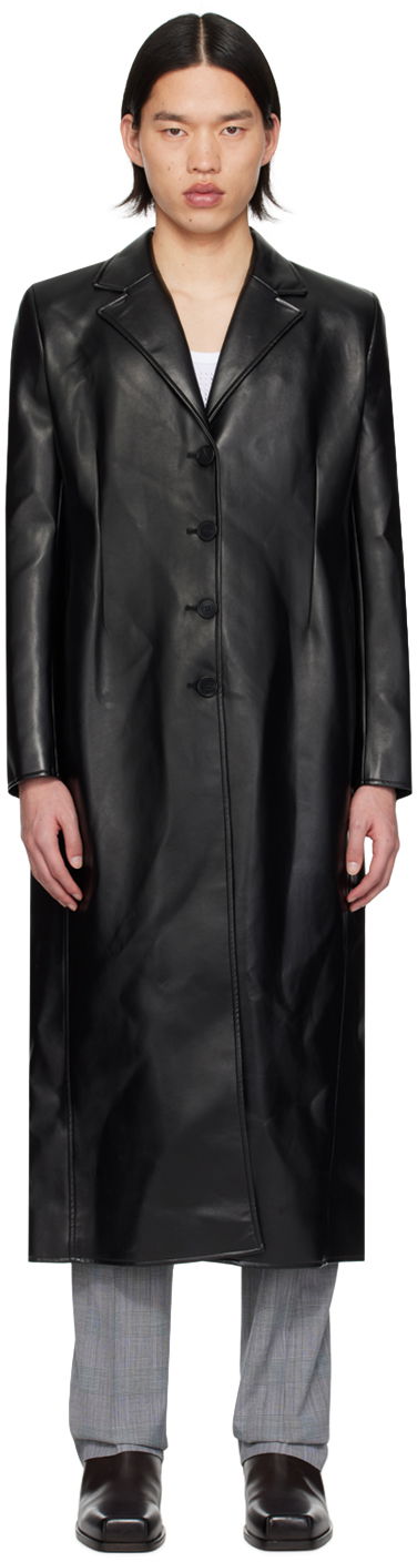 Rockar Coperni Coperni Button Faux-Leather Longline Coat Svart | COPM20829MEN