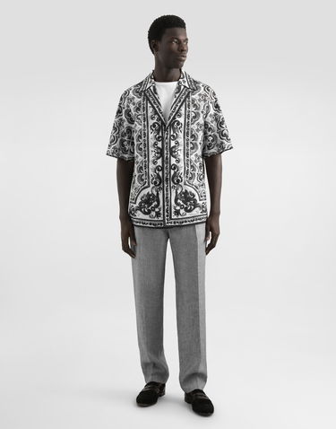 Byxor Dolce & Gabbana Dolce & Gabbana Washed Linen Canvas Drawstring Trousers Grå | GP12PTFU4MFS8290, 3