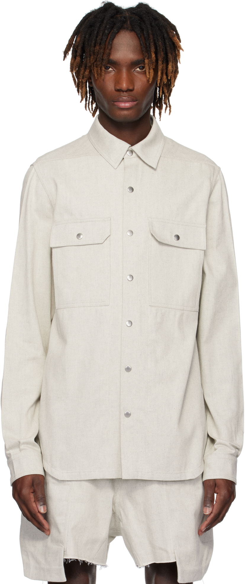 Skjorta Rick Owens Rick Owens Hollywood Denim Overshirt Beige | RU01E5729 DRD