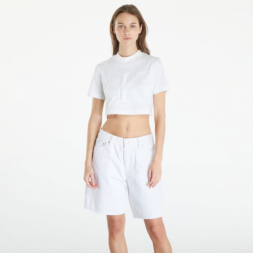 T-shirt CALVIN KLEIN Premium Monologo Cropped T-Shirt White Vit | J20J223362 YAF