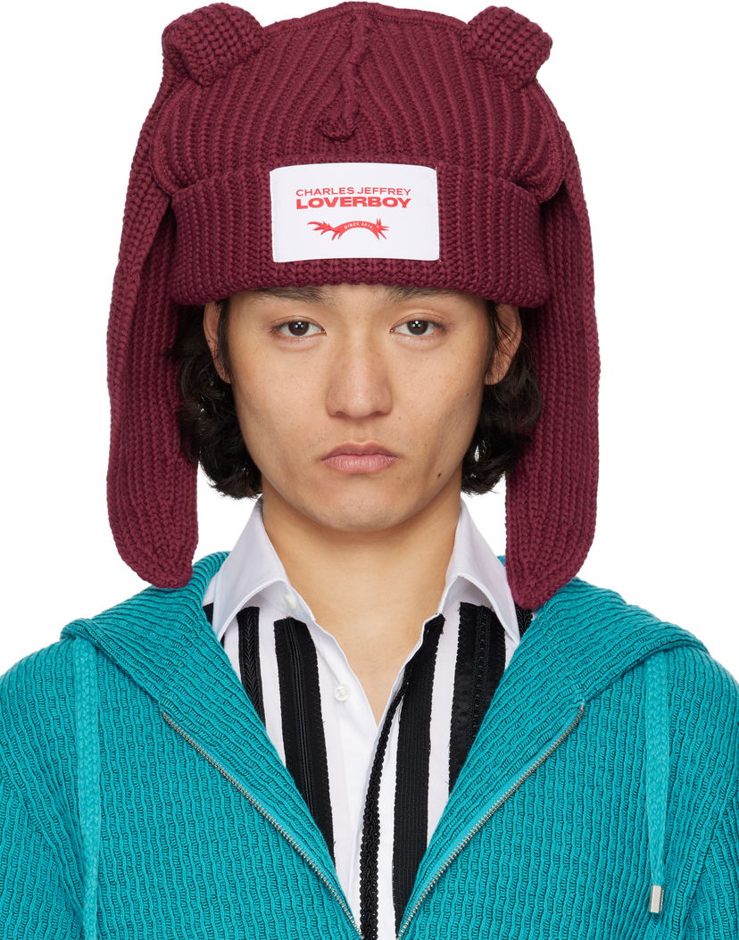 Mössa Charles Jeffrey Loverboy Charles Jeffrey LOVERBOY Chunky Knit Rabbit Beanie Bourgogne | 54130402