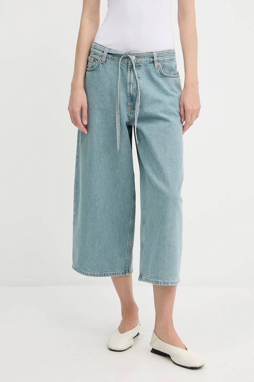 Jeans Samsoe Samsoe Samsoe Samsoe SAHARPER High Waist Wide Leg Cropped Jeans Blå | F25200011
