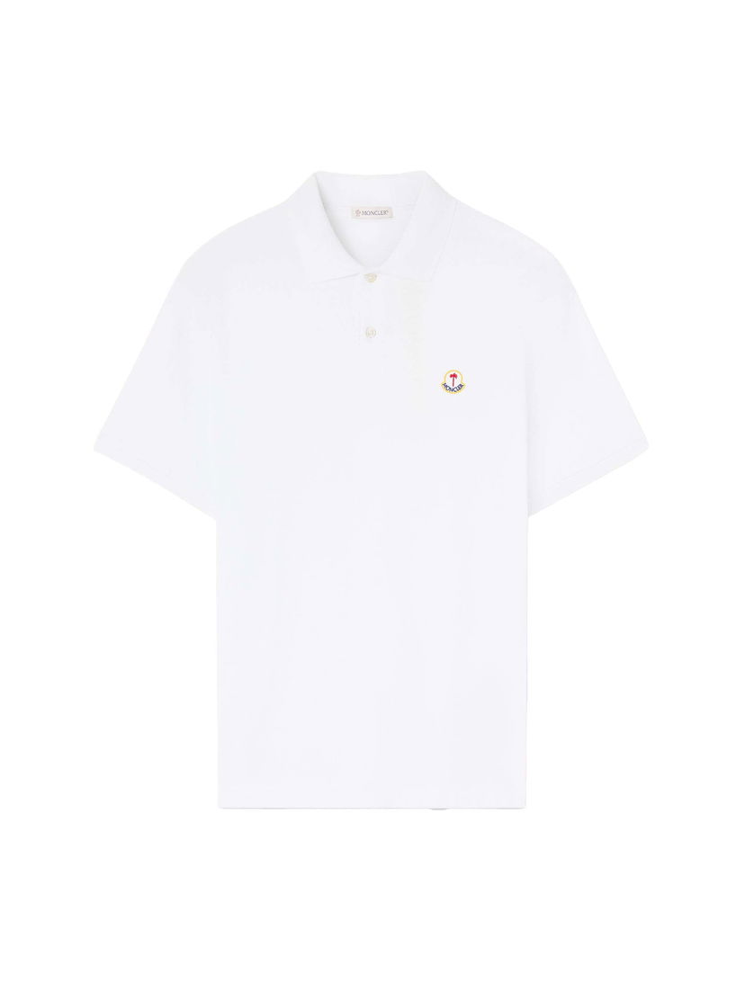 Polotröja Moncler Palm Angels x Logo Polo Shirt Vit | I209L8A00002M3588001 & PMGB023T24FAB0010100