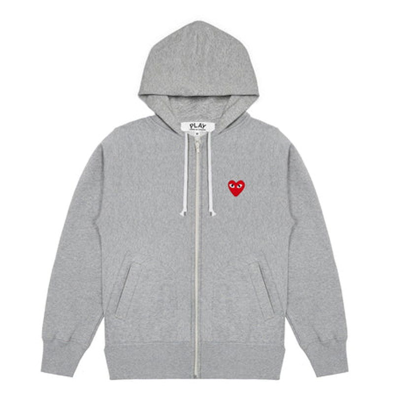 Sweatshirt Comme des Garçons Red Heart Zip Up Hoodie Grå | AZ-T168-051-1 / P1T168-1
