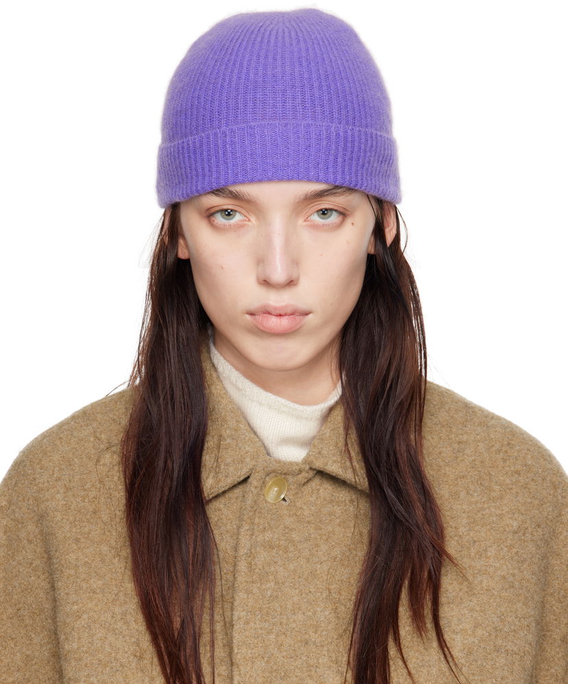 Mössa AURALEE Ribbed Beanie Purpur | A24AC09BC
