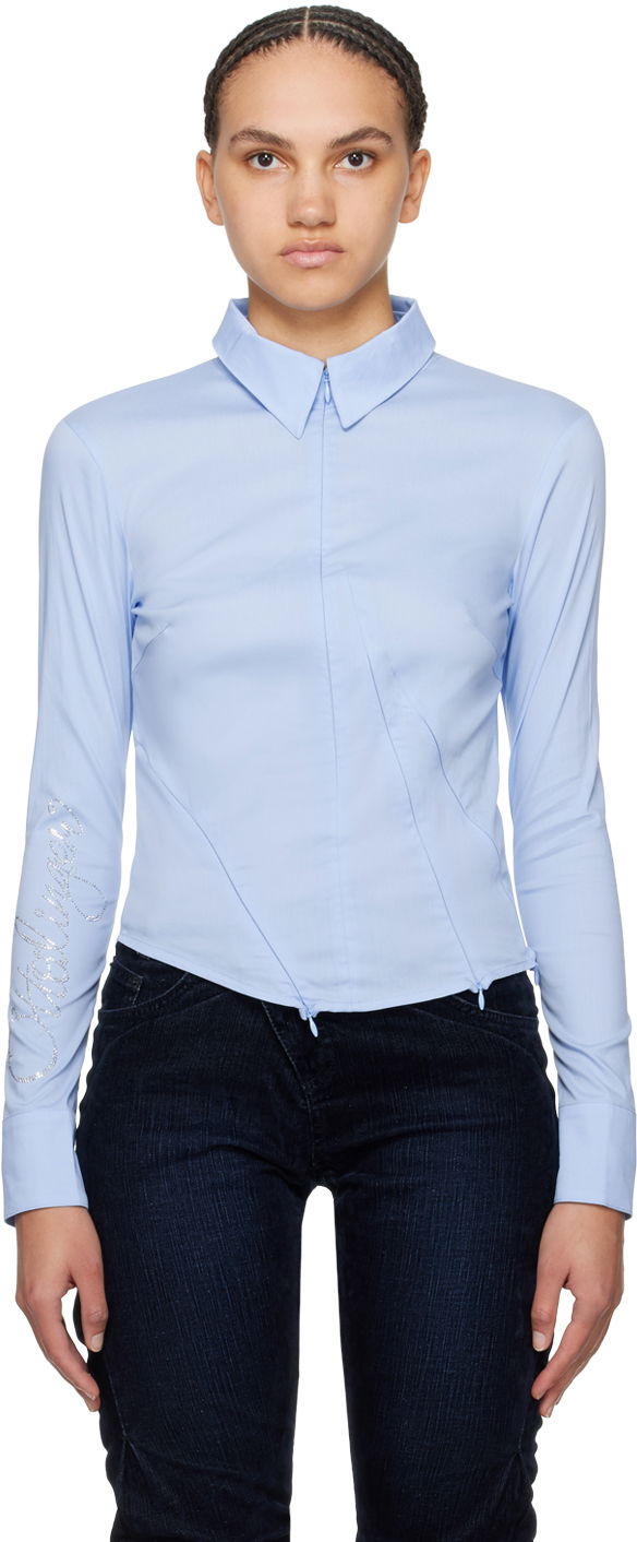 Skjorta Ottolinger Ottolinger Zip Fitted Shirt Blå | 1103004