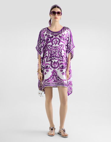 Klä Dolce & Gabbana Dolce & Gabbana Majolica-Print Twill Kaftan Purpur | F6TTETHI1TKIP3TN, 1