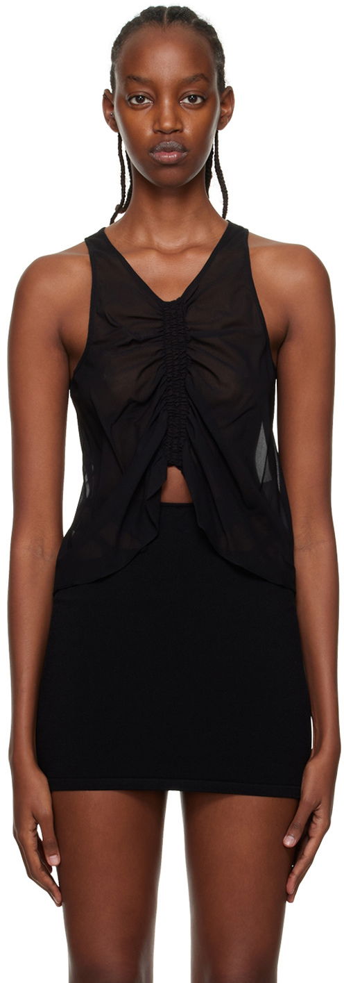 Linne Dion Lee Dion Lee Shirred Tank Top Svart | C3066P22