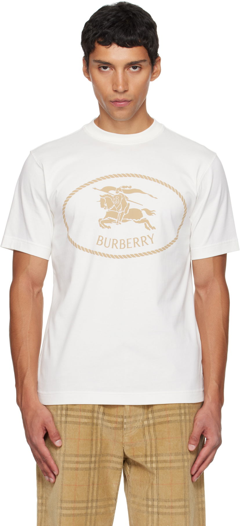 T-shirt Burberry Burberry Knight Stamp Cotton T-Shirt Vit | 8110112
