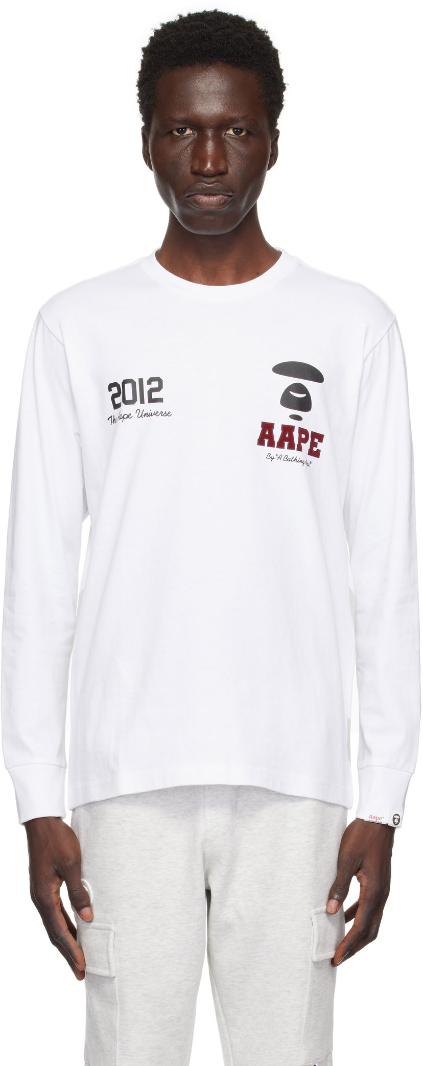 T-shirt AAPE by A Bathing Ape AAPE by A Bathing Ape Basic Long Sleeve T-Shirt Vit | AAPLTM1558XXNWHX
