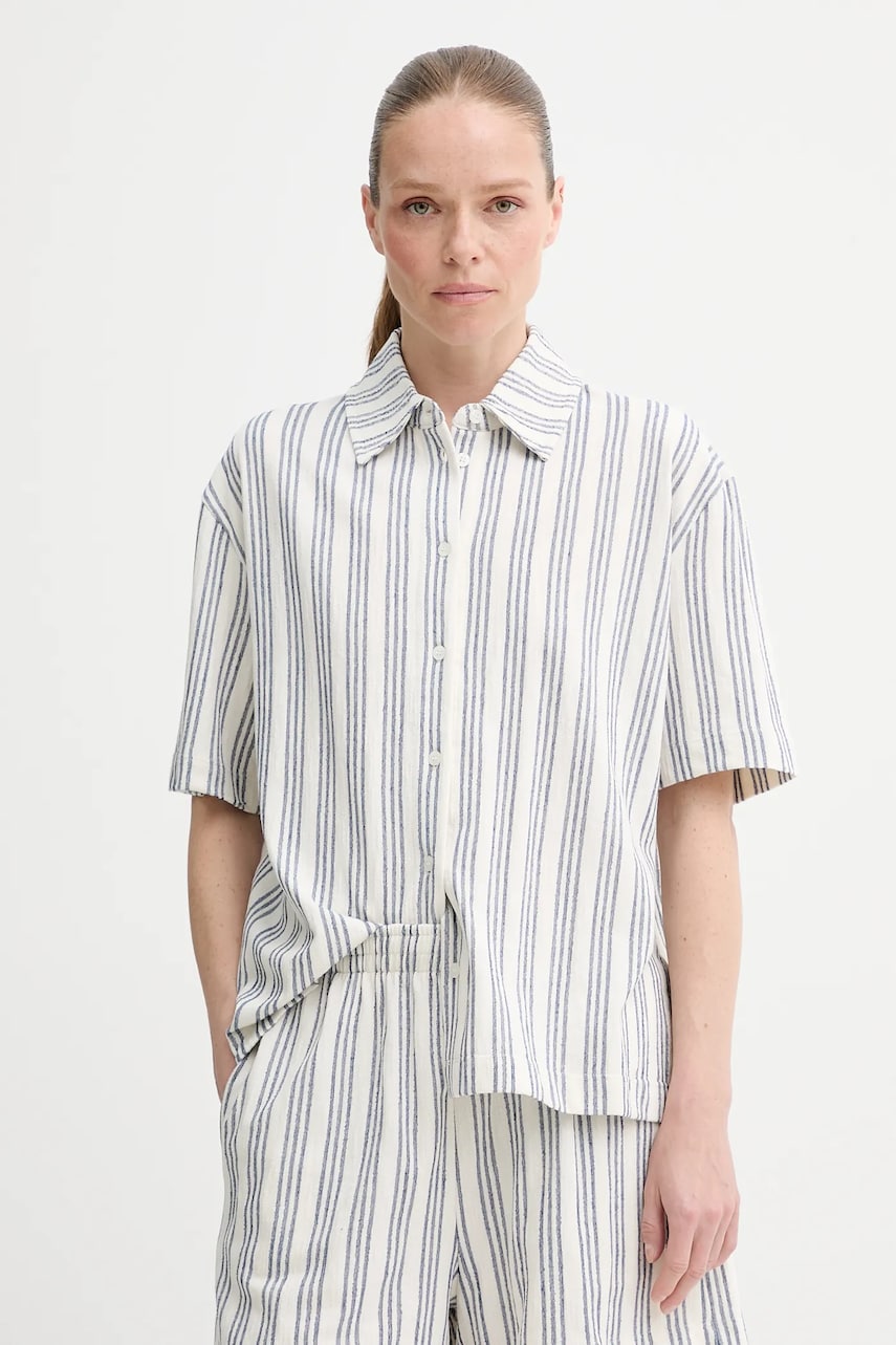 Skjorta Samsoe Samsoe Samsøe Samsøe Sakaaja Striped Linen Shirt and Shorts Set Blå | F25200036, 0