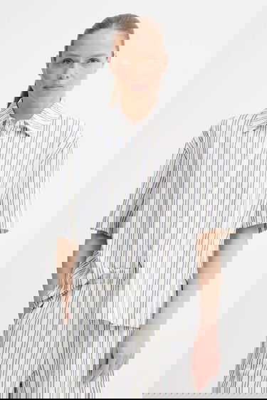 Skjorta Samsoe Samsoe Samsøe Samsøe Sakaaja Striped Linen Shirt and Shorts Set Blå | F25200036, 0