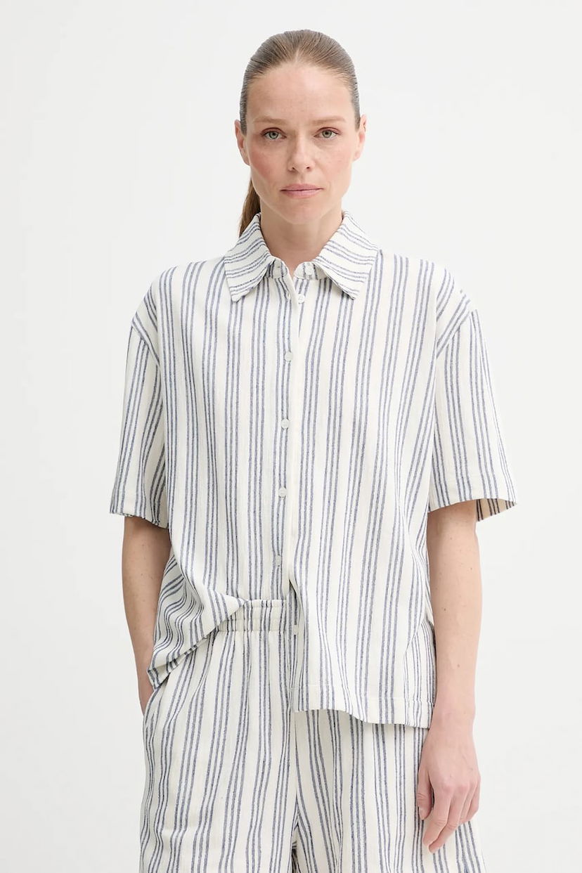 Skjorta Samsoe Samsoe Samsøe Samsøe Sakaaja Striped Linen Shirt and Shorts Set Blå | F25200036