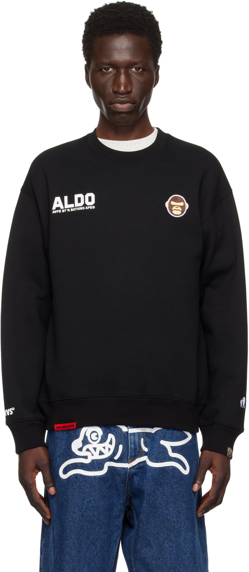 Sweatshirt AAPE by A Bathing Ape AAPE by A Bathing Ape 'AAPER Aldo' Sweatshirt Svart | AAPSWMB377XXNBKX