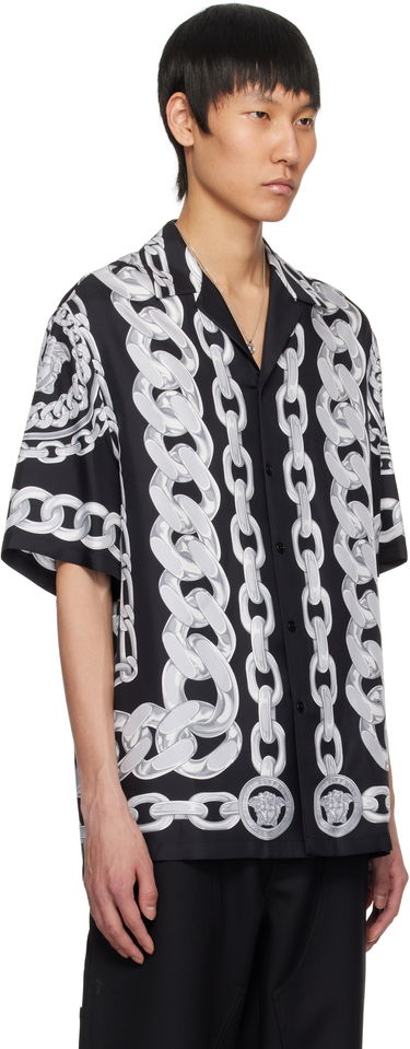 Skjorta Versace Versace Medusa Chains Silk Shirt Svart | 1003926_1A13397, 1
