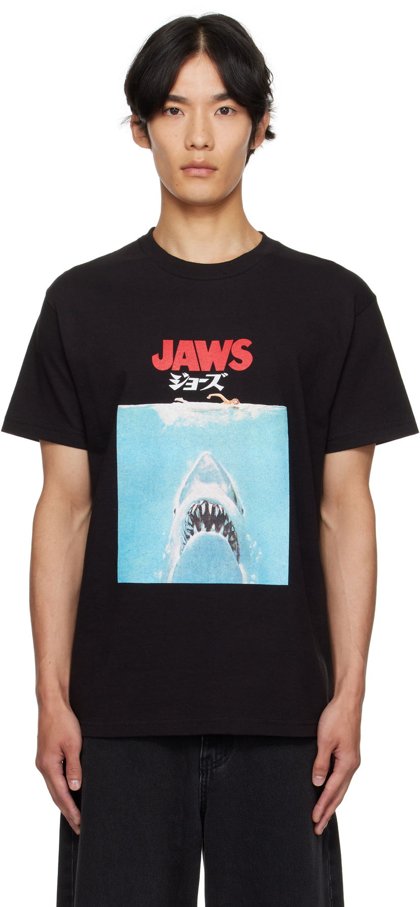 T-shirt WACKO MARIA WACKO MARIA 'Jaws' Graphic Crew Neck T-Shirt Svart | JAWS-WM-TEE01