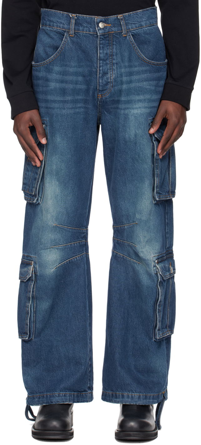 Cargo byxor MISBHV Dirt Bath Denim Cargo Pants Blå | 240M310