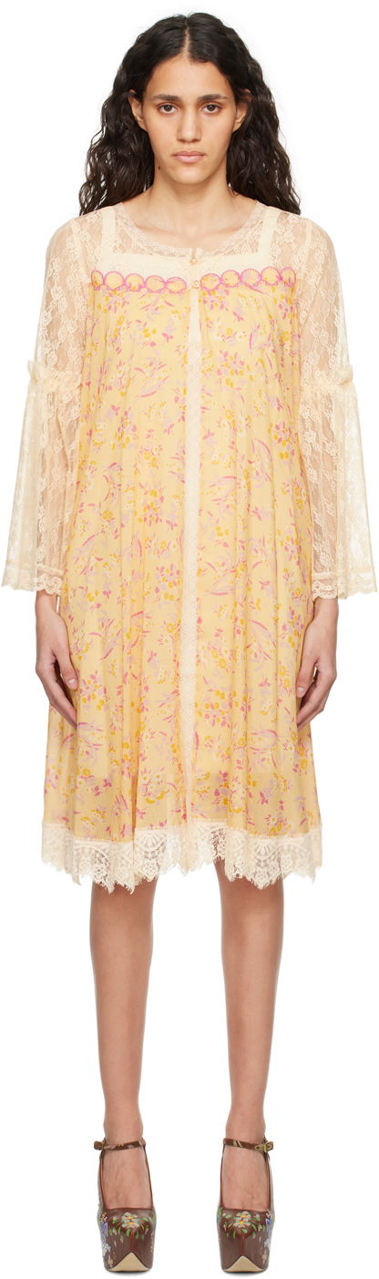 Klä Anna Sui Lace Midi Dress Orange | 324C31