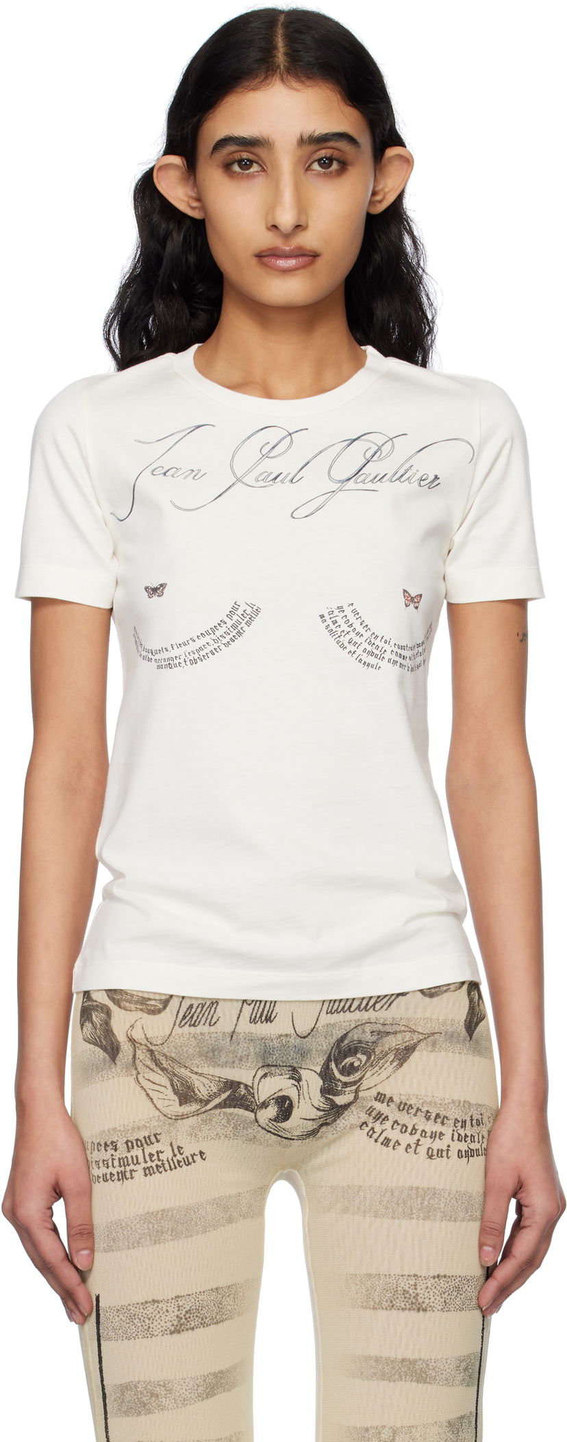 T-shirt Jean Paul Gaultier Jean Paul Gaultier 'The Tattoo Poem' T-Shirt Vit | 25/34-F-TS117I-J087-0500