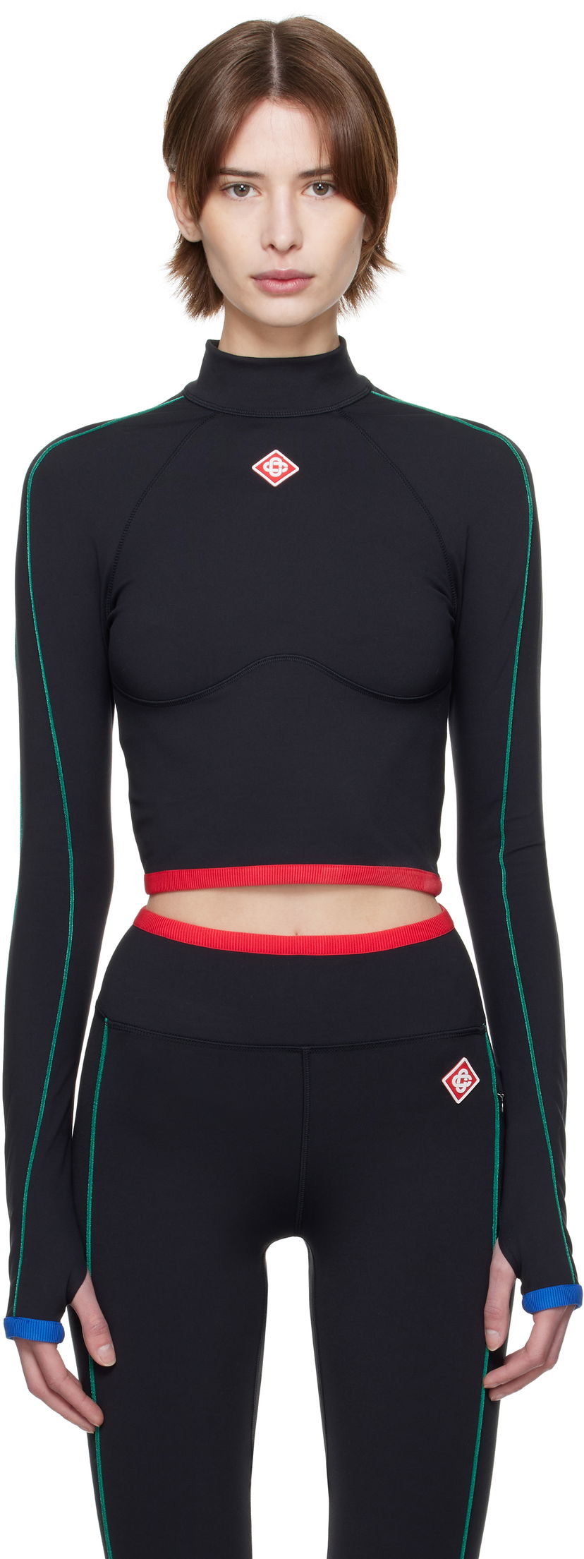 Crop top Casablanca Casablanca Raglan Sleeve Sport Top Svart | WPS25-ACT-027-01