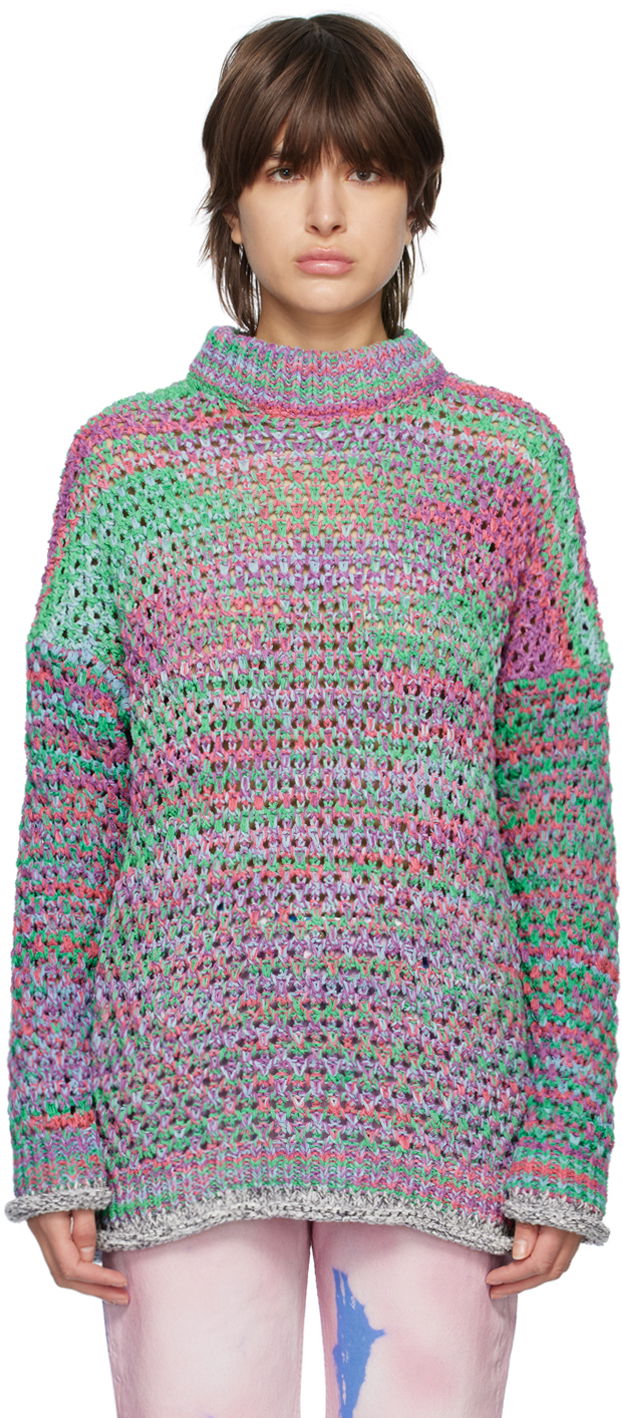 Sweater The Attico The Attico Open Knit Crewneck Sweater Flerfärgad | 232WCK79 KC062