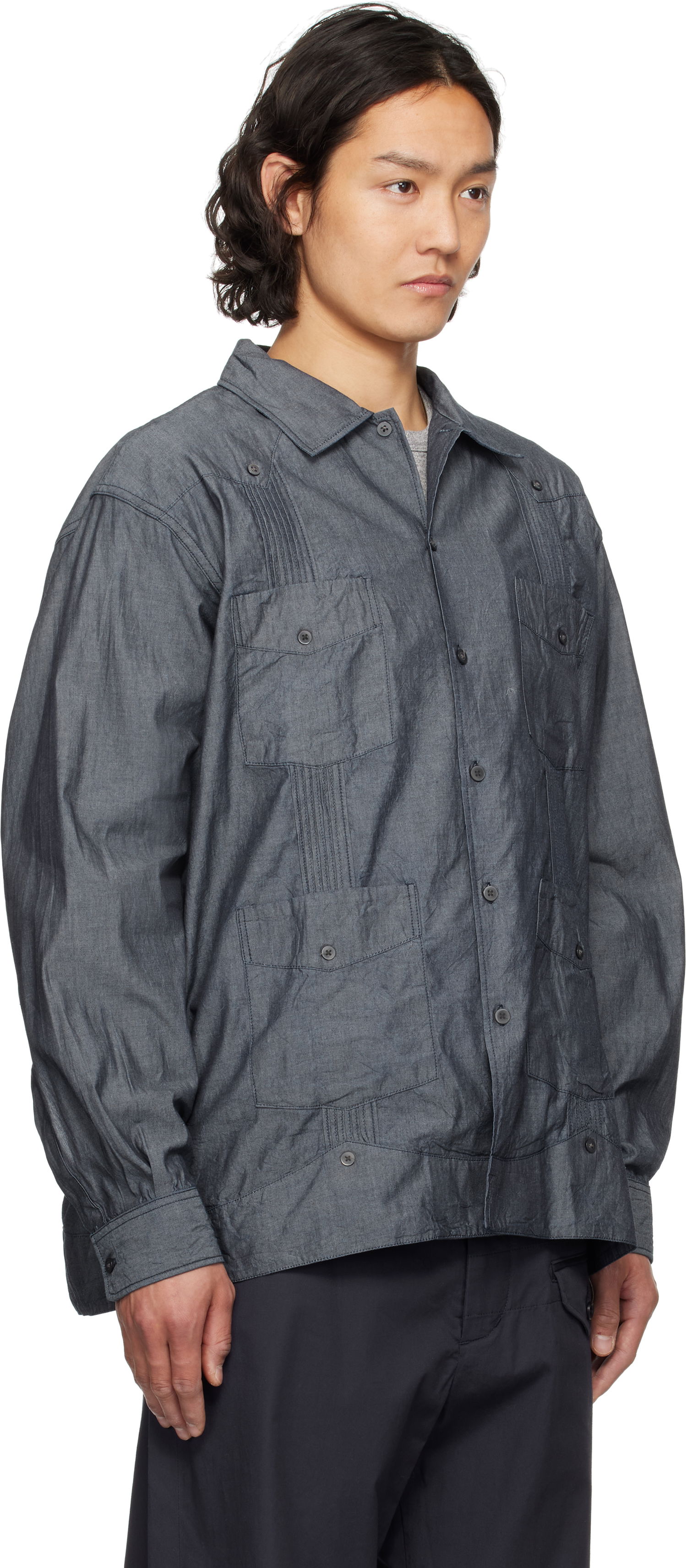 Skjorta Engineered Garments Engineered Garments Guayabera Shirt Grå | 25S1A032, 1