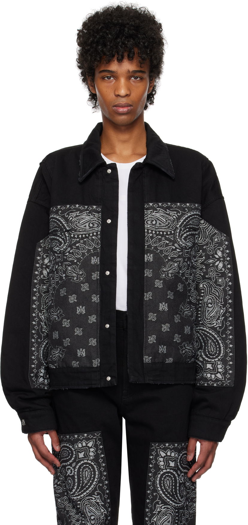 Jacka AMIRI AMIRI Bandana Jacquard Denim Jacket Svart | AMDNBN1007