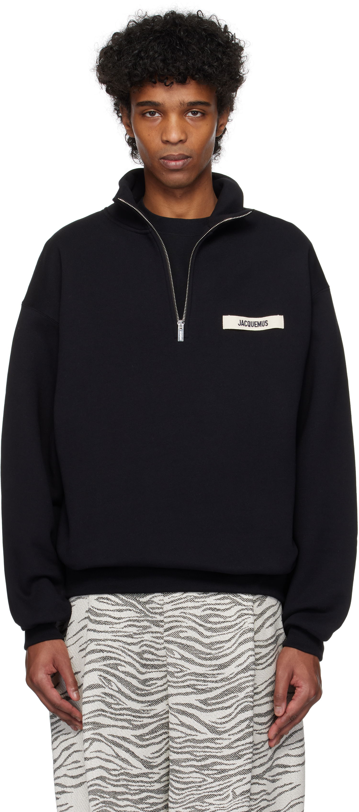 Sweater Jacquemus Jacquemus Gros Grain Zipped Rollneck Sweatshirt Svart | 25E255JS283-2458, 0