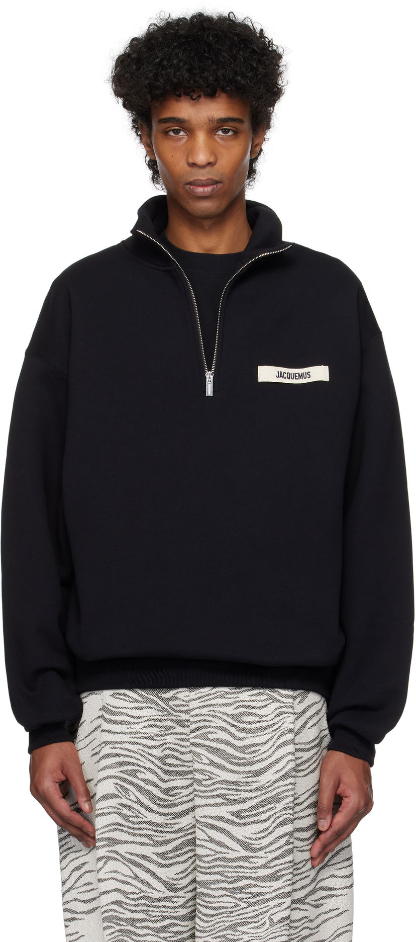 Sweater Jacquemus Jacquemus Gros Grain Zipped Rollneck Sweatshirt Svart | 25E255JS283-2458