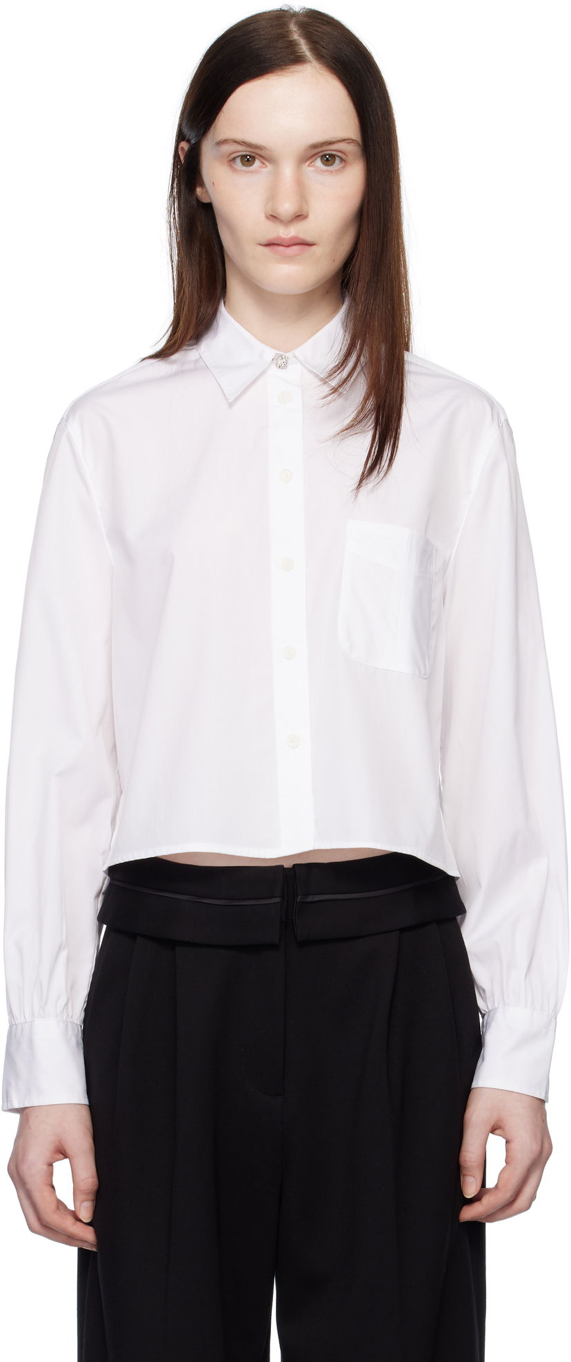 Skjorta rag & bone Rag & Bone Maxine Jewel Cropped Shirt Vit | WAW24HA031CU31