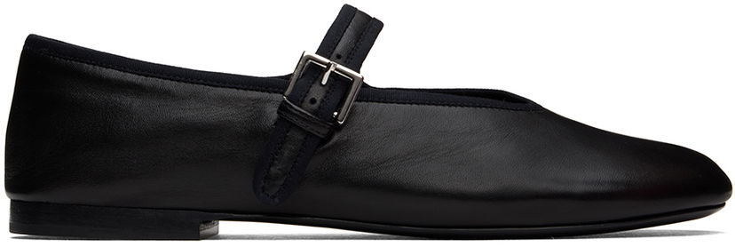 Kläder The Row Leather Ballerina Flats With Buckle Svart | F1396-N60