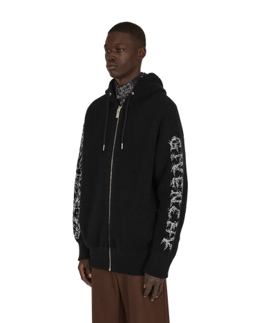 Sweater Givenchy Barbed Wire Printed Hooded Zip Sweater Svart | BM00TM4Y7Y001 001, 2