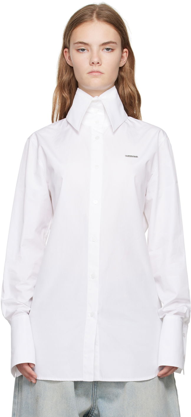 Skjorta We11done High-Neck Collar Shirt Vit | WD-SH2-24-130-W-WH