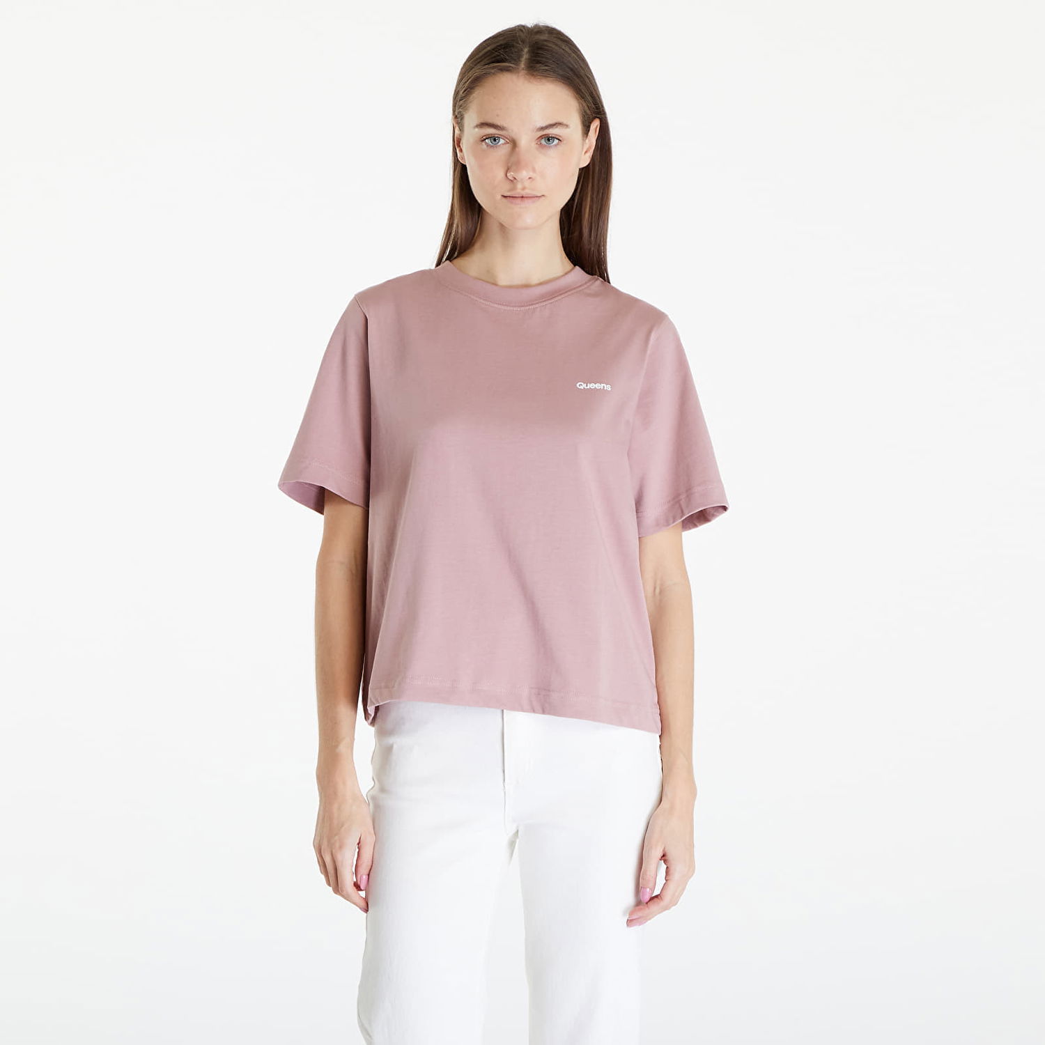 T-shirt Queens Essential T-Shirt With Contrast Print Pink Rosa | QNS_020, 0