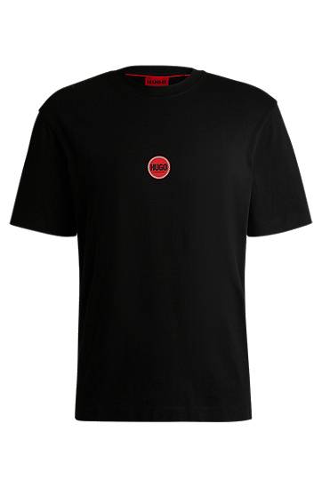 T-shirt BOSS Hugo Cotton-Jersey T-Shirt with Racing Logos Svart | 50530647