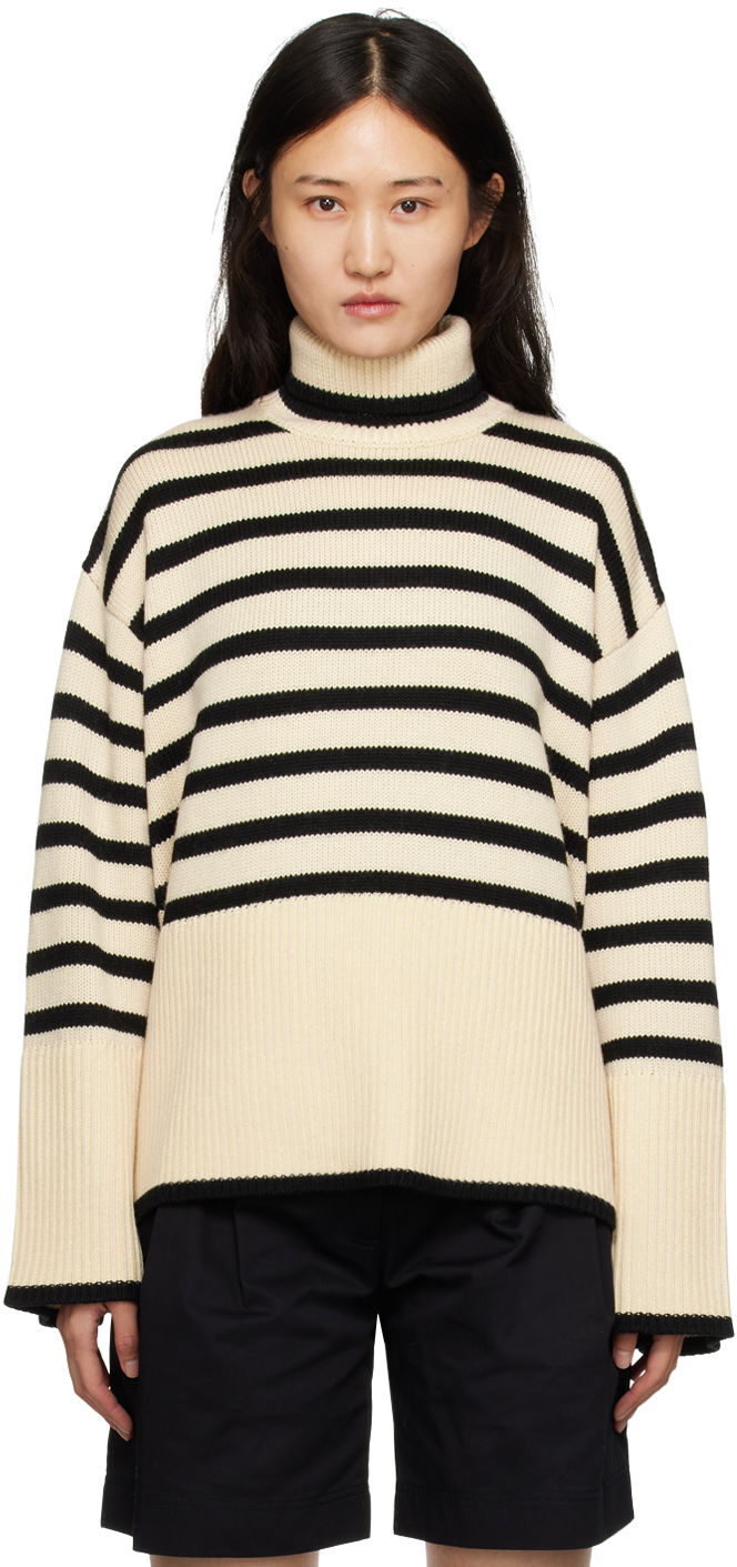 Sweater TOTEME Signature Stripe Turtleneck Sweater Beige | 212-562-758, 0